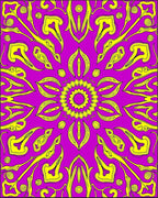Bright Fuchsia Yellow Symmetrical Bloom Rug