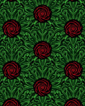 Dark Emerald Red Rose Swirls Rug