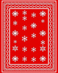 Red White Snowflake Ornate Border Rug