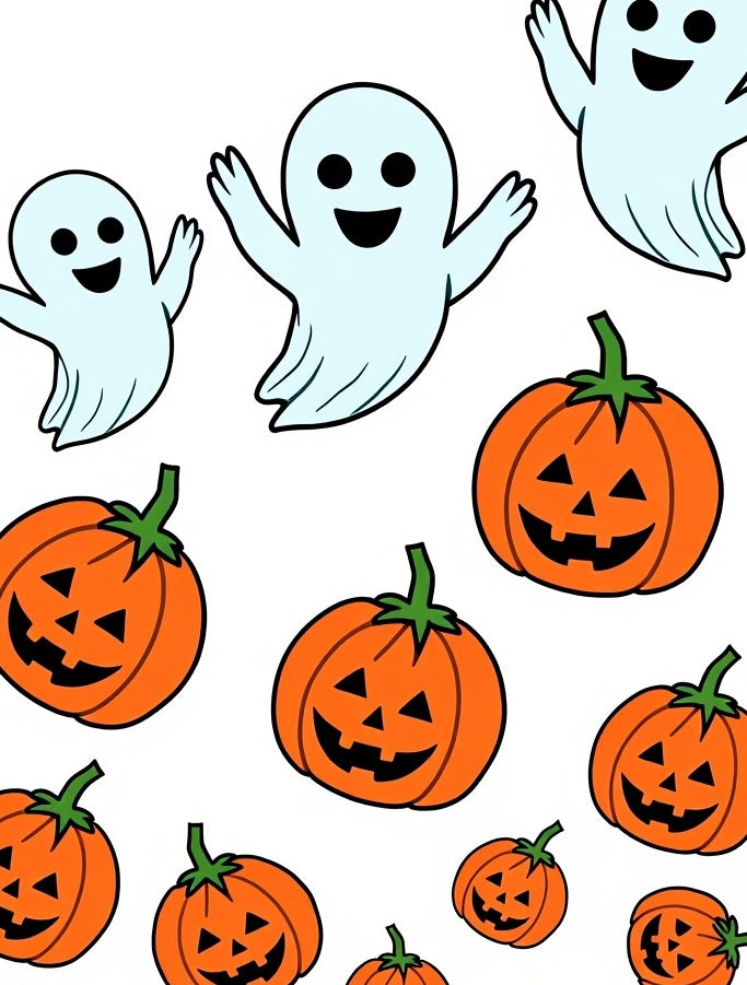 Spooky Orange Jack-o-Lantern Ghosts Rug