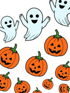 Spooky Orange Jack-o-Lantern Ghosts Rug