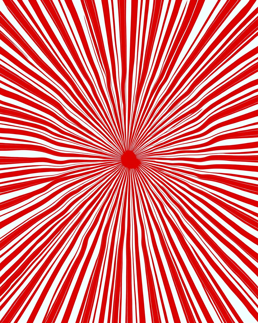 Crimson Sunburst Radial Rays Rug