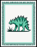 Green Dino Grass Border Rug