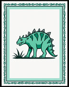 Green Dino Grass Border Rug