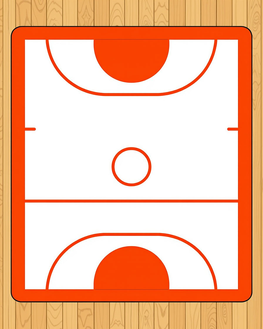Orange Basketball Court Geometric Design Rug
