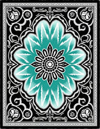 Turquoise Teal Floral Medallion Rug
