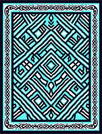 Aqua Black Geometric Interlocking Lines Rug