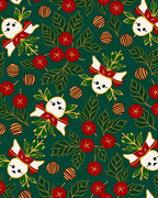 Green White Red Christmas Character Garland Rug
