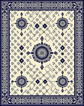 Navy Blue Medallion Geometric Cream Rug