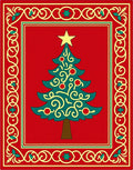 Red Christmas Tree Garland Rug