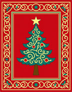Red Christmas Tree Garland Rug
