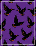 Purple Flying Black Birds Orange Eyes Rug
