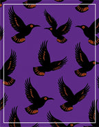 Purple Flying Black Birds Orange Eyes Rug