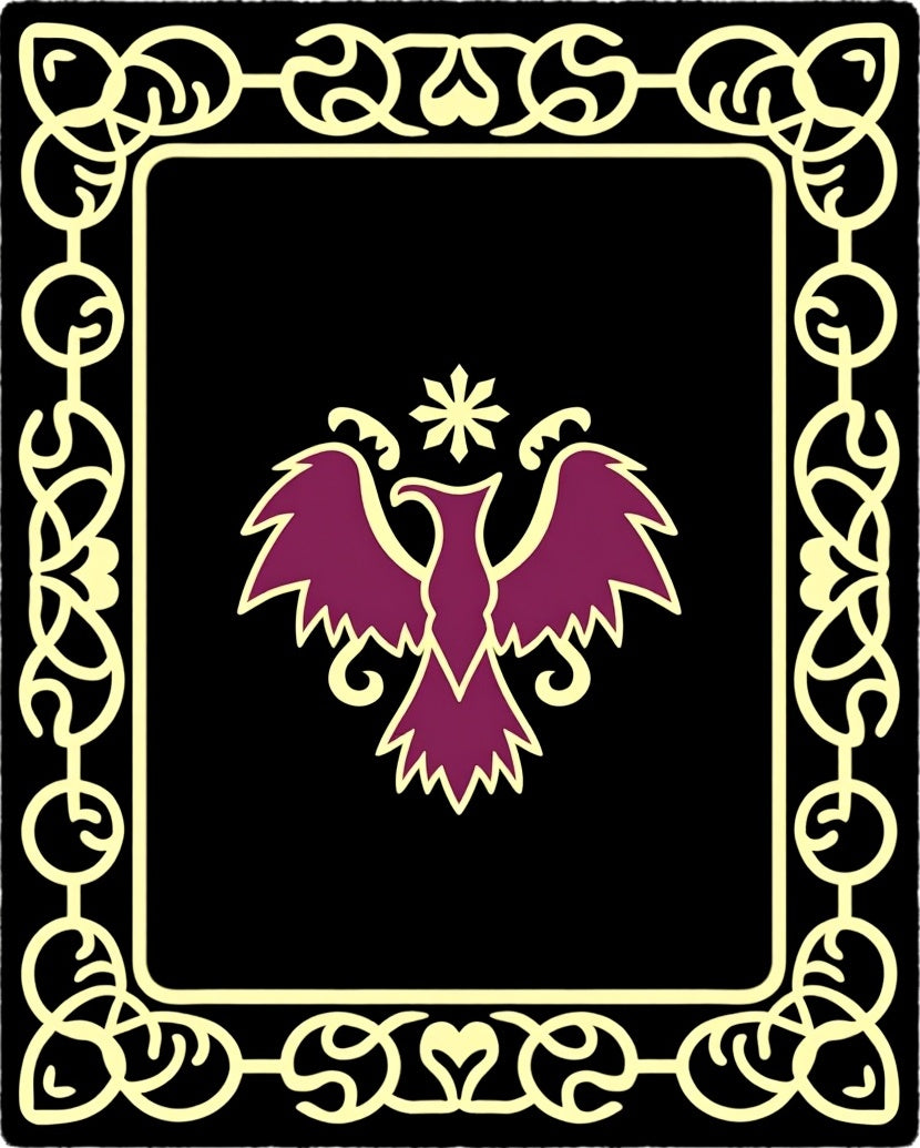 Crimson Eagle Black Outline Border Rug