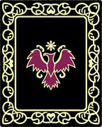 Crimson Eagle Black Outline Border Rug