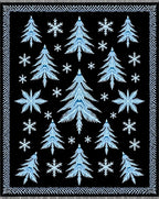 Winter Forest Blue Snowflake Trees Rug