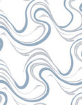 Blue Gray Swirling Curve Abstract Rug