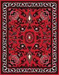 Bold Red Floral Medallion Border Rug