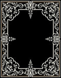 Elegant Black White Floral Border Rug