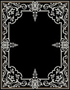 Elegant Black White Floral Border Rug