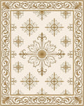 Golden Cream Floral Medallion Border Rug