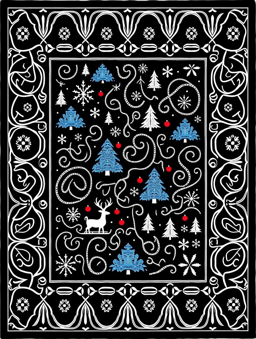 Whimsical White Snowflake Winter Woodland Rug