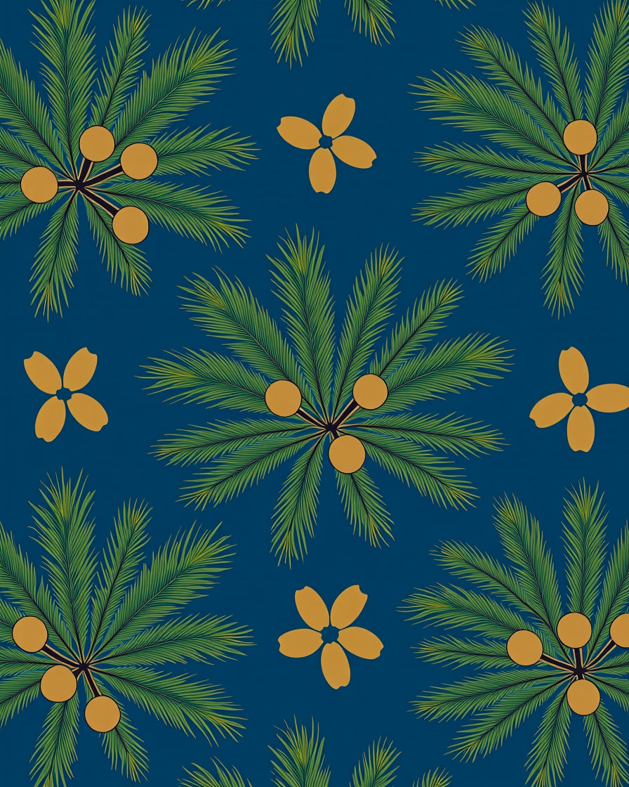 Tropical Palm Frond Orange Blossom Rug