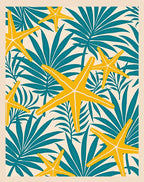 Yellow Starfish Tropical Leaf Rug