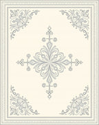 Cream Gray Antique Floral Scroll Rug