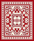Crimson Folk Art Star Motif Rug