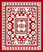 Crimson Folk Art Star Motif Rug