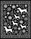 White Dogs Snowflakes Border Art Rug