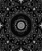 Monochromatic Abstract Starburst Mandala Rug