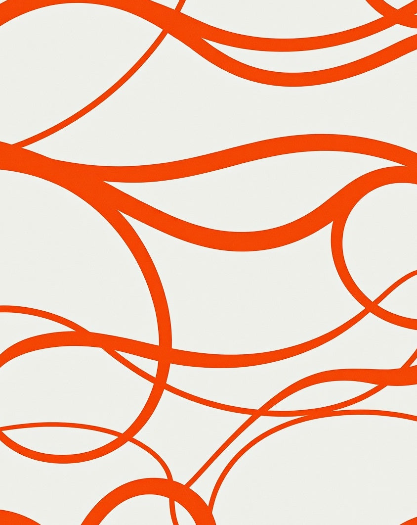 Vibrant Orange Swirl Abstract Rug