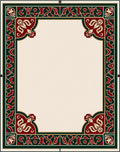 Crimson Green Gold Floral Border Rug