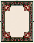 Crimson Green Gold Floral Border Rug