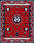 Crimson Navy Starburst Mandala Rug