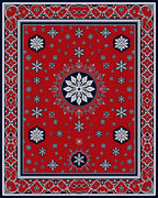 Crimson Navy Starburst Mandala Rug