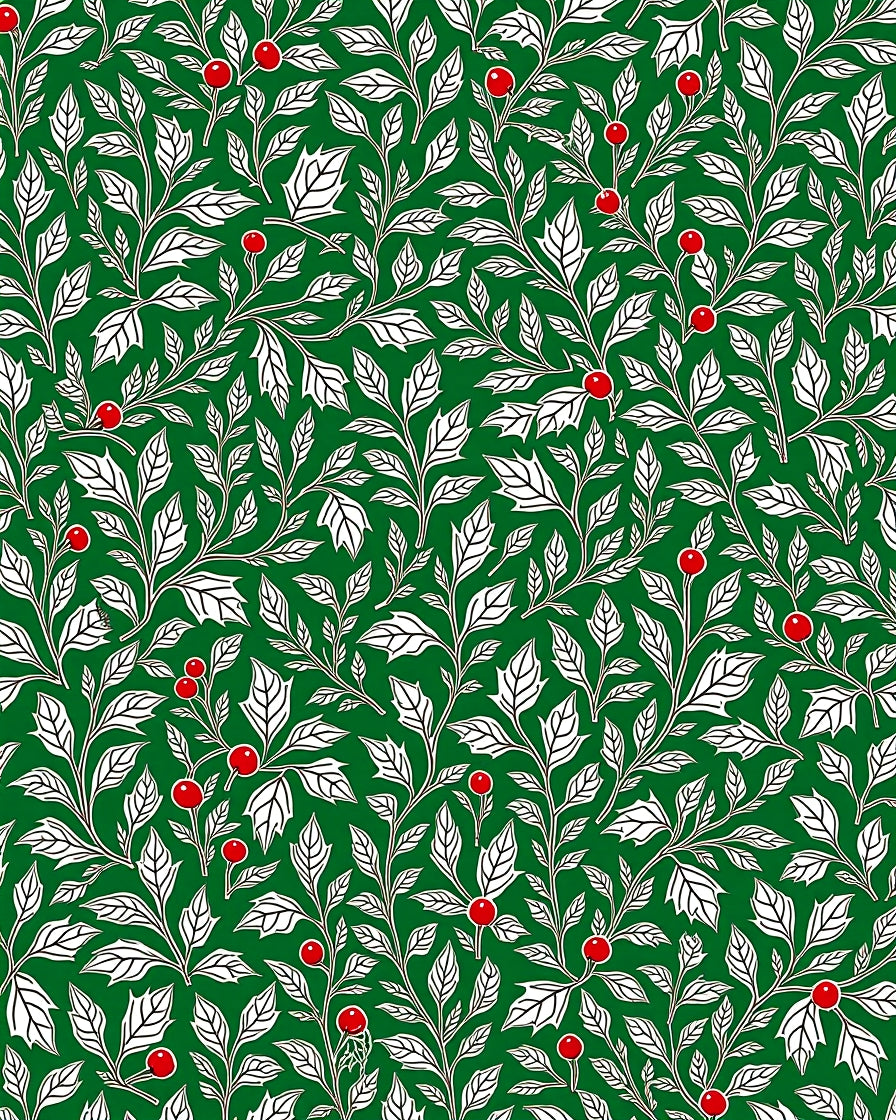 Emerald Green Holly Berry Foliage Rug