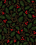 Festive Green Pine Red Berry Swirl Rug