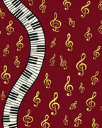 Crimson Treble Clef Piano Keys Rug