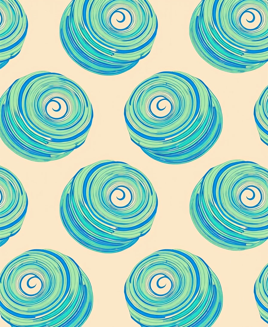 Coastal Blue Swirl Circles Rug