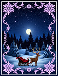 Winter Night Deer Sleigh Serene Landscape Rug