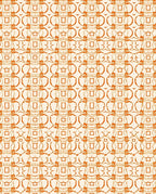 Orange Scrollwork Blossom Geometric Rug