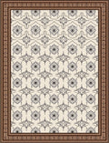 Cream Black Detailed Floral Medallion Rug