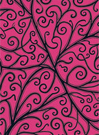 Crimson Black Swirl Vine Rug