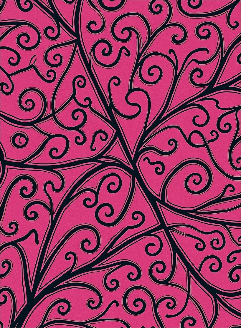 Crimson Black Swirl Vine Rug