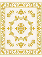 Golden Ivory Ornate Medallion Border Rug
