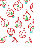Red White Green Christmas Baseball Ornaments Rug