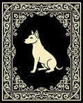 Classic Dog Silhouette Ornate Frame Rug